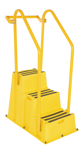 Polyethylene Nestable with Hand and Back Rails 3 Step 500 Lb. Capacity Yellow